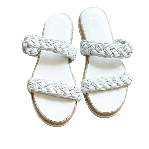 Marc Fisher ML Jaimee White Espadrille Slip On Leather Braided Flat Sandals 8M - Picture 8 of 12